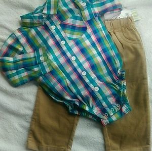 Belk's Nursery Rhyme Plaid button down shirt set